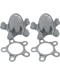 Chrome Plated Zinc Diecast Spider-Style Center Cap Set for 5 x 5" Bolt Circle, 2 Pieces