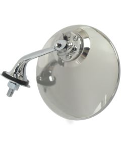 Universal Round Stainless/Chrome British-Style Outside Mirror, Left