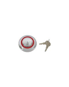 Ford Pickup Truck Locking Gas Cap - Chrome With Red Border - For 1-1/2 Filler Neck