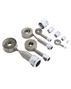 Universal Stainless Steel Braided Hose Cover Set-Chrome Clamps