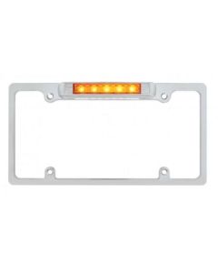 Chrome License Plate Frame Light With Amber Auxilary Light