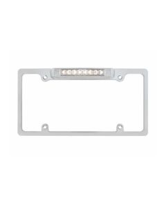 Chrome License Plate Frame Light With White Auxilary Light