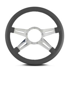 Lecarra 14 in MK-9 Steering Wheel, Polished, Dark Gray Leather