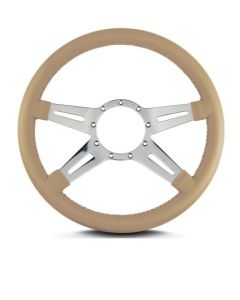 Lecarra 14 in MK-9 Steering Wheel, Polished, Tan Leather