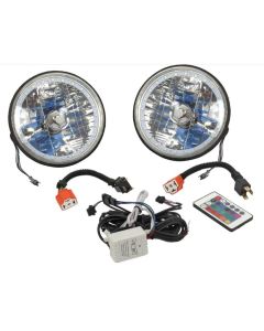 7" Round White Diamond Multi Color LED Halo Headlight