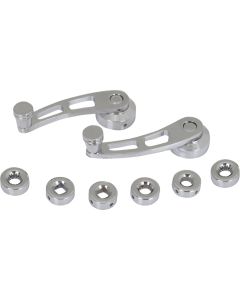 Window Cranks, Chrome Plated, Billet Look Pair With Adaptors