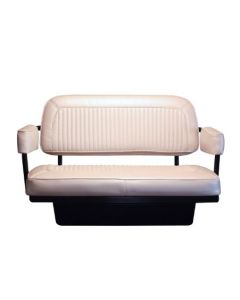 1968-1974 Bronco Assembled Rear Jump Seat With Storage Compartment, Rosette Inserts, White