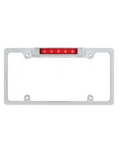 Chrome License Plate Frame Light With Red Auxilary Light
