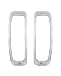 1966-1977 Bronco Tail Light Bezel Set - Billet Aluminum - Clear Anodized Finish
