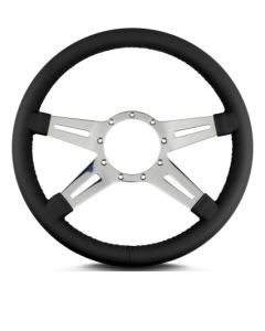 Lecarra 14 in MK-9 Steering Wheel, Polished, Black Leather