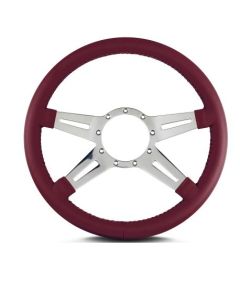 Lecarra 14 in MK-9 Steering Wheel, Polished, Burgandy Leather