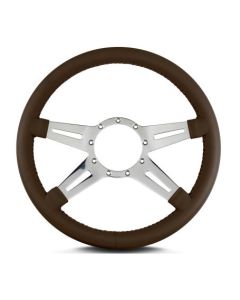 Lecarra 14 in MK-9 Steering Wheel, Polished, Brown Leather