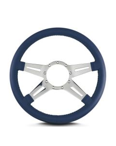 Lecarra 14 in MK-9 Steering Wheel, Polished, Blue Leather