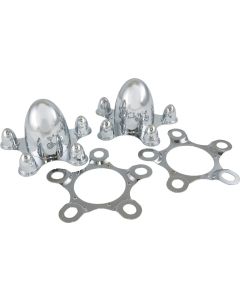 Center Cap Set Of Four, Spider Style, Chrome Plated Zinc Diecast, 5 x 5-1/2" Bolt Circle
