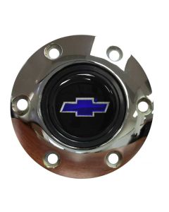 Steering Wheel Horn Cap S6 Chrome/Blue Bowtie