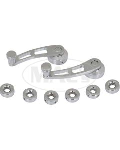 Window Cranks, Chrome Plated, Billet Look Pair With Adaptors