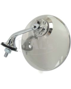 Round Stainless/Chrome British Style Outside Mirror, Left Side
