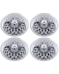 Wheel Cover Set, 'Spider' Black And White Style, Chrome, For 14'' Steel Wheels