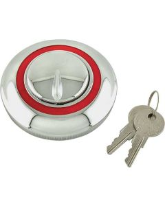 Gas Cap - Locking/ Chrome With Red Outline