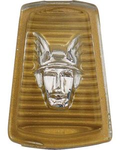 Horn Ring Emblem - Chrome Mercury Head On Gold Background -For Standard Wheel - Mercury