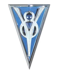 Grille Emblem - V8 - 2 Pieces - Chrome With Blue Painted Insert - Ford Passenger