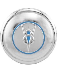 Hub Cap - V8 Embossed - Painted Ford Blue - Stainless Steel- 5-3/4 - Ford Pickup Truck