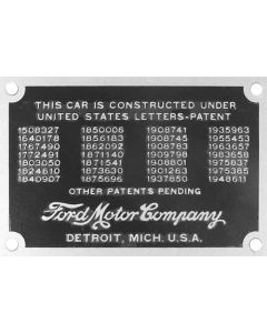 Patent Plate - With Rivets - Ford