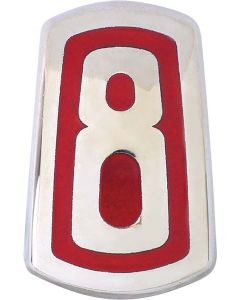 Hood Ornament Front Emblem - 8 - Chrome With Red Enamel - Ford Passenger