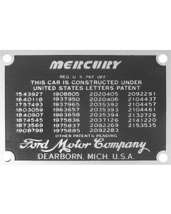 Patent Plate - With Rivets - Mercury