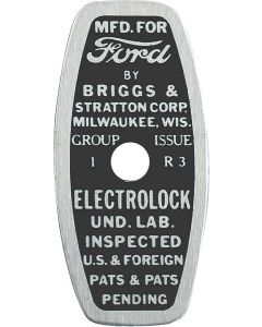 Model A Ford Ignition Switch Cable Data Plate - Briggs & Stratton - Barrel-Shaped