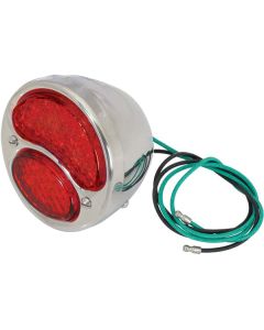 Model A Ford LED Tail Light Assembly - All Red - 12 Volt - Negative Ground - Left - With White License Plate Light