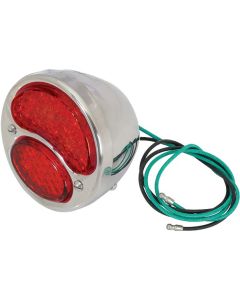 Model A Ford LED Tail Light Assembly - All Red - 6 Volt - Positive Ground - Left - With White License Plate Light