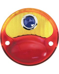 Half Amber/ Half Red Glass Lens With Blue Dot