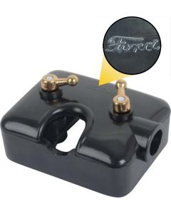 Model A Ford Terminal Box With Cover & Wing Nuts - Brass-plated Wing Nuts - Ford Script - Earlier Style