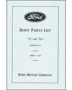 Body Parts List - A & AA - 1928-1931