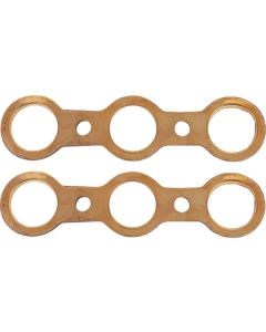 Model A Ford Intake & Exhaust Manifold Gaskets - Copper Clad Asbestos-Like Original Type - With Glands Built In - 2 Pieces - Late 1931