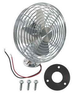 Electric Dash Mount Defogger Fan - Chrome - Vintage Look - 12 Volt - 2-Speed - 6 Diameter