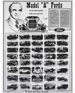 Poster - Model A Ford The Worlds Most Famous Automobile - Laminated In Plastic - 25 x 34