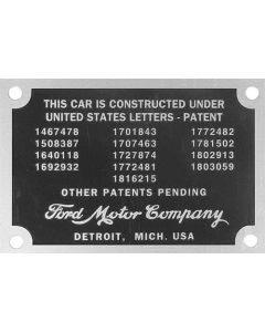 Patent Plate - With Rivets - Ford Pickup Truck