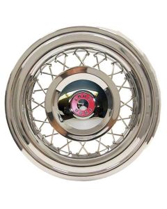 1955 Ford Thunderbird Wire Wheel Cover Set, Set Of 5, Red Painted Accents