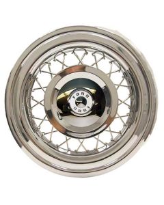 1956 Ford Thunderbird Wire Wheel Cover Set, Set Of 5, White Painted Accents