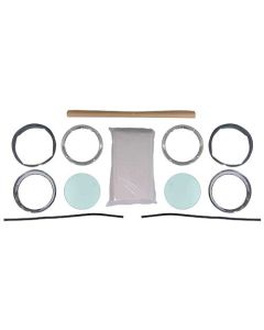 1956-1957 Ford Thunderbird Porthole Kit, Clear Logo Glass, Includes White Headliner
