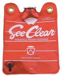 1958-1960 Ford Thunderbird Windshield Washer Bag, Red With White Letters, With Cap