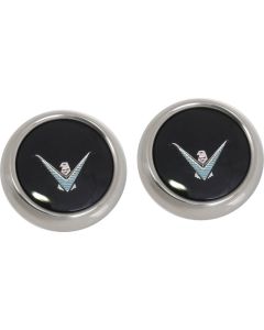 1958 Ford Thunderbird Roof Side Emblems, Complete With Insert & Chrome Bezel