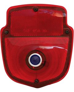 Ford Pickup Truck Tail Light Assembly - Flareside Pickup - Shield Type - Polished Stainless Steel Housing - Right - With Blue Dot Lens Installed