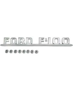 Ford Pickup Truck Side Hood Emblems - Chrome - Includes Dots - FORD F-100