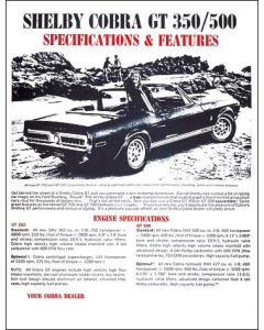 1968 Mustang Shelby GT350/GT500 Sales Specifications and Features Sheet