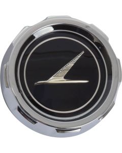 Gas Cap - Chrome With Gold Falcon On Black Background - Falcon Except Station Wagon, Sedan Delivery & Ranchero