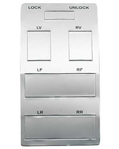 1965-1966 Ford Thunderbird Power Window Switch Plate Insert, Frt And Rr Pwr Wind & Pwr Vent Wind With Lockout, 5 Holes For 7 Switches