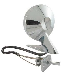 Outside Rear-View Mirror Assembly - Round Head - Remote Control - Chrome - Falcon & Comet - Left